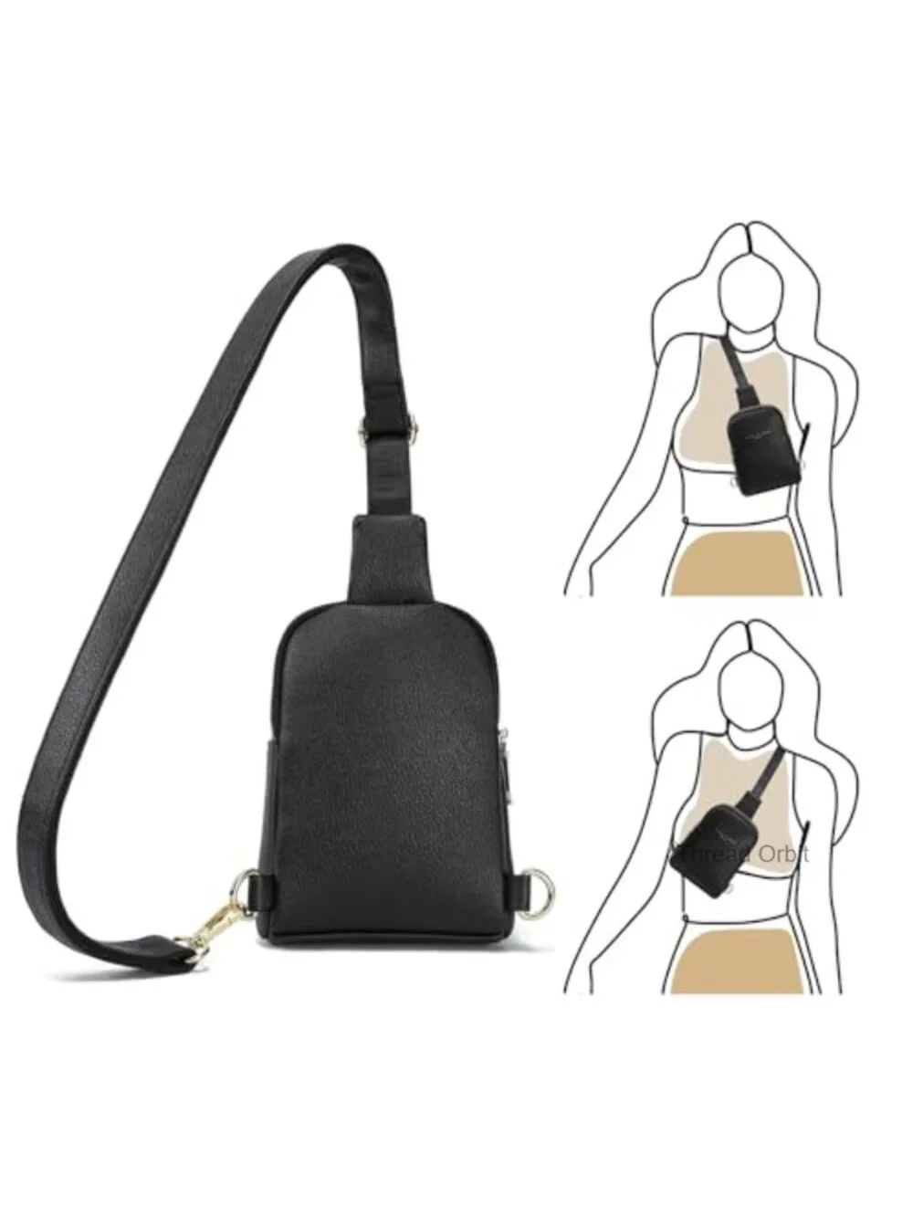 Lightweight Small Sling Crossbody Bag with Card Slots Vegan Leather